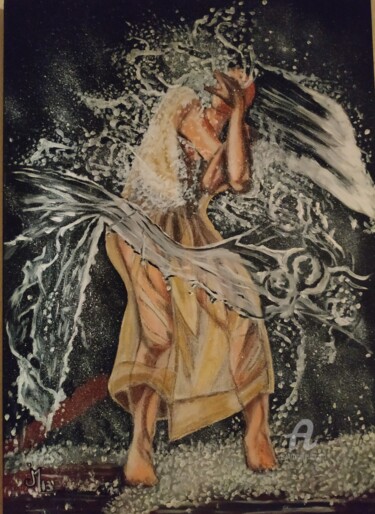 Pittura intitolato "Danse avec l'eau 2" da Janie Marty-Rozet, Opera d'arte originale, Olio
