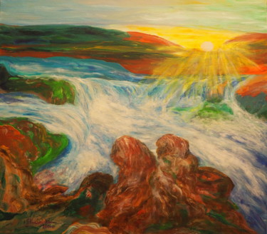 Malerei mit dem Titel "Waterfall (Wodospad)" von Janina Krasnicka, Original-Kunstwerk, Acryl