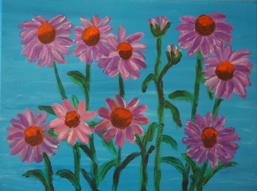 Peinture intitulée "Echinacea flowers (…" par Janina Krasnicka, Œuvre d'art originale, Acrylique