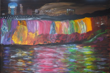 Peinture intitulée "Nigara Falls in the…" par Janina Krasnicka, Œuvre d'art originale, Acrylique