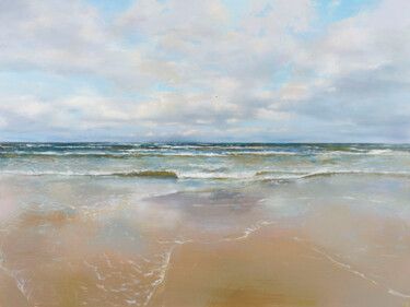 Painting titled "Sea, Sun, Waves" by Janis Zingitis, Original Artwork, Acrylic