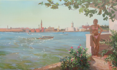 Painting titled "Morning in Murano.…" by Janis Zingitis, Original Artwork, Acrylic Mounted on Wood Stretcher frame
