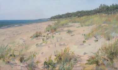 Painting titled "Baltic Coast at Zie…" by Janis Zingitis, Original Artwork, Acrylic Mounted on Wood Stretcher frame