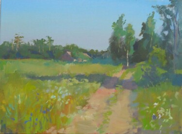 Painting titled "June. Way Home." by Janis Zingitis, Original Artwork, Oil