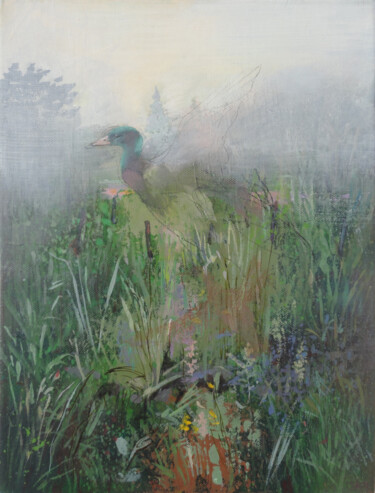 Painting titled "Vision of a Duck on…" by Janis Zingitis, Original Artwork, Oil