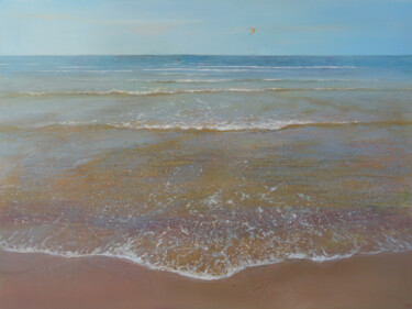 Painting titled "landscape-with-kite…" by Janis Zingitis, Original Artwork, Oil