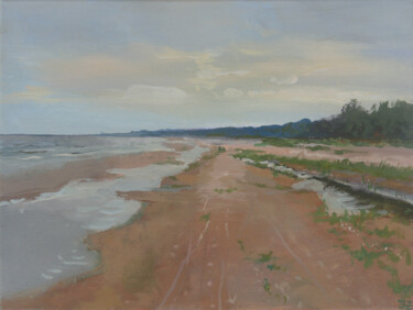 Painting titled "Baltic Beach on a R…" by Janis Zingitis, Original Artwork, Acrylic