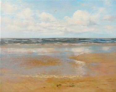 Schilderij getiteld "Windy Day at the Ba…" door Janis Zingitis, Origineel Kunstwerk, Acryl