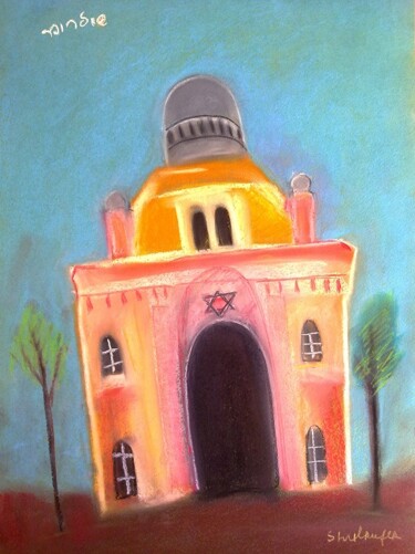 Tekening getiteld "synagogue 1" door Janna Shulrufer, Origineel Kunstwerk, Pastel