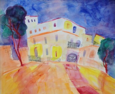 "Street in Safed 7" başlıklı Tablo Janna Shulrufer tarafından, Orijinal sanat, Suluboya