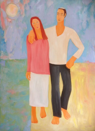 Painting titled "love couple" by Janna Shulrufer, Original Artwork, Oil