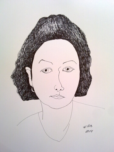 Drawing titled "self-portrait 2" by Janna Shulrufer, Original Artwork, Gel pen
