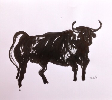"bull#1" başlıklı Resim Janna Shulrufer tarafından, Orijinal sanat, Mürekkep