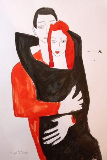 Drawing titled "lovers" by Janna Shulrufer, Original Artwork, Ink