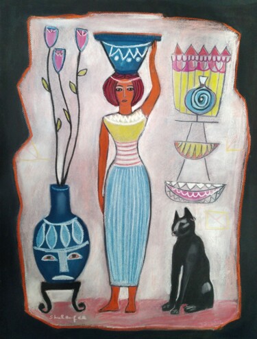 Desenho intitulada "Ancient Egypt 4" por Janna Shulrufer, Obras de arte originais, Pastel