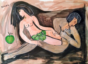 Σχέδιο με τίτλο "The birth of Eve" από Janna Shulrufer, Αυθεντικά έργα τέχνης, Μελάνι