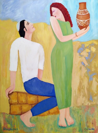 Malerei mit dem Titel "Yitzhak and Rivka" von Janna Shulrufer, Original-Kunstwerk, Öl