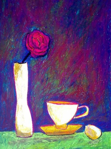 Dibujo titulada "still life with cup…" por Janna Shulrufer, Obra de arte original, Pastel