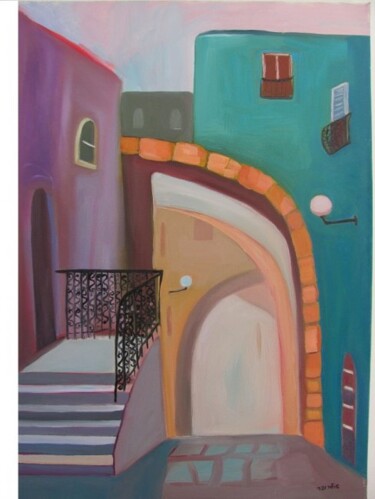 Painting titled "In old city Safed" by Janna Shulrufer, Original Artwork, Oil
