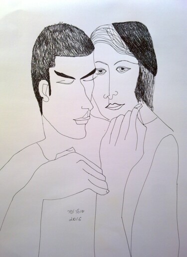 Tekening getiteld "the lovers 2" door Janna Shulrufer, Origineel Kunstwerk, Inkt