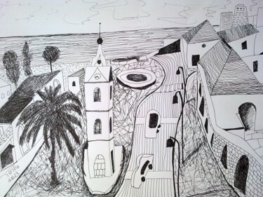 Drawing titled "View to Tel-Aviv" by Janna Shulrufer, Original Artwork, Other