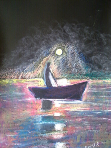 Disegno intitolato "Night" da Janna Shulrufer, Opera d'arte originale, Pastello