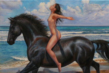 Malarstwo zatytułowany „libertad a caballo” autorstwa Janto Garrucho, Oryginalna praca, Olej