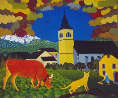 Painting titled "Un petit air pyréné…" by Janusz Malik, Original Artwork