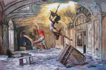 Pittura intitolato "An interrupted musi…" da Janusz Orzechowski, Opera d'arte originale, Olio