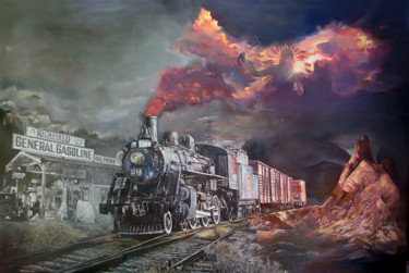Pittura intitolato "Railway" da Janusz Orzechowski, Opera d'arte originale, Olio