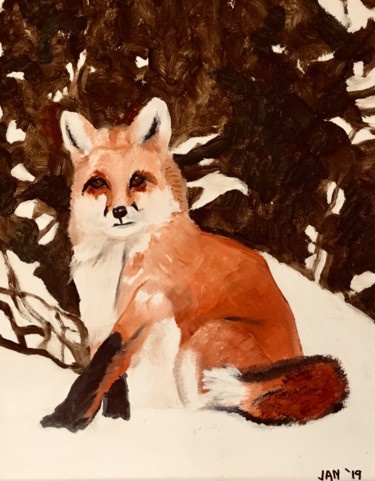 Printmaking titled "Red Fox 2" by Jan Wall, Original Artwork, Digital Print