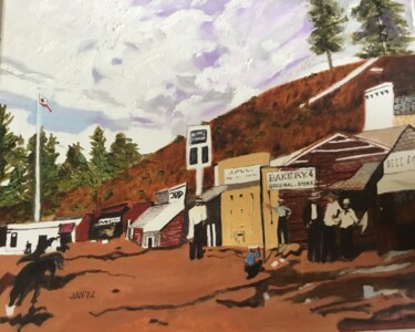 Peinture intitulée "Placerville, 1850" par Jan Wall, Œuvre d'art originale, Huile Monté sur Châssis en bois