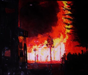 Druckgrafik mit dem Titel "2011: London Riots" von Jan Wall, Original-Kunstwerk, Digitaldruck