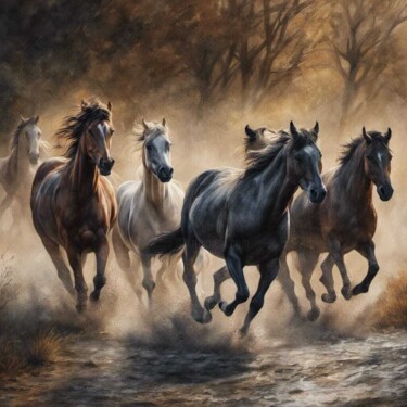 Pintura titulada "Wild Horses" por Jared Gonthier, Obra de arte original, Acrílico