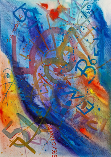 Peinture intitulée "Infinity Codes" par Jaroslaw Reszka, Œuvre d'art originale, Aquarelle