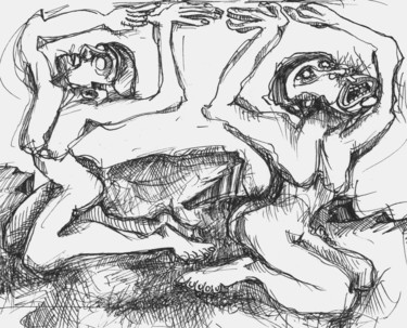 Drawing titled "Prisonniers5" by Pierre Andrillon (Jasinski), Original Artwork, Ink