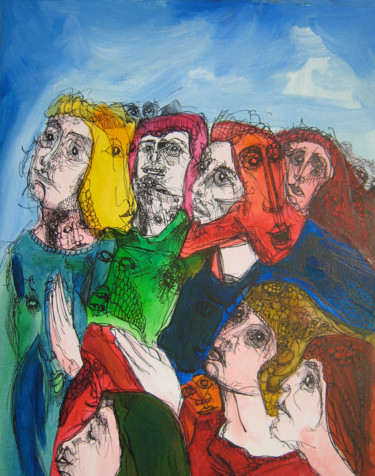 Peinture intitulée "Les apôtres 2" par Pierre Andrillon (Jasinski), Œuvre d'art originale, Acrylique