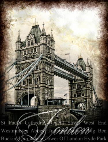 Digitale Kunst mit dem Titel "Tower Bridge/XL lar…" von Javier Diaz, Original-Kunstwerk, Manipulierte Fotografie