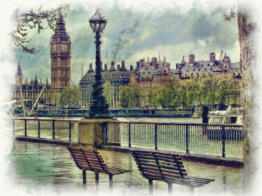 Digital Arts titled "Big Ben y farol" by Javier Diaz, Original Artwork, Manipulated Photography