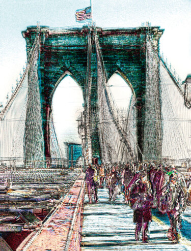 Arte digital titulada "Azul New York/XL la…" por Javier Diaz, Obra de arte original, Fotografía manipulada