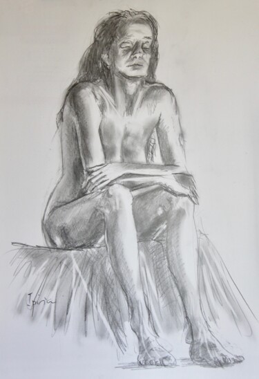 Drawing titled "Desnudo lápiz 2" by Javier Ipiña, Original Artwork, Pencil