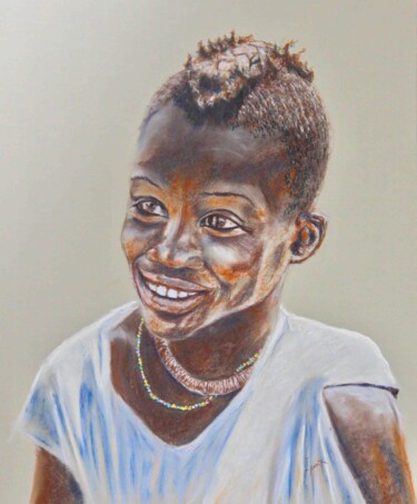 Drawing titled "Niño tribu Himba. N…" by Javier Ipiña, Original Artwork, Pastel