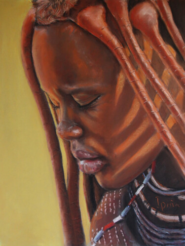 Dessin intitulée "JOVEN HIMBA (NAMIBI…" par Javier Ipiña, Œuvre d'art originale, Pastel