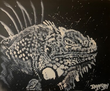 Peinture intitulée "L’iguane" par Jayfray, Œuvre d'art originale, Acrylique Monté sur Châssis en bois