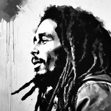 Digitale Kunst mit dem Titel "Drawing Bob Marley" von Jb_ Joaofranca, Original-Kunstwerk, Tinte