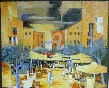 Painting titled "La brocante" by James Burgevin, Original Artwork, Acrylic