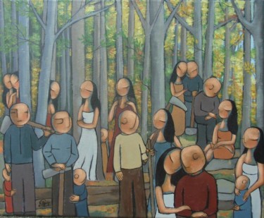 Картина под названием "La forêt 1" - Jean-Christophe Pagès, Подлинное произведение искусства, Акрил Установлен на Деревянная…