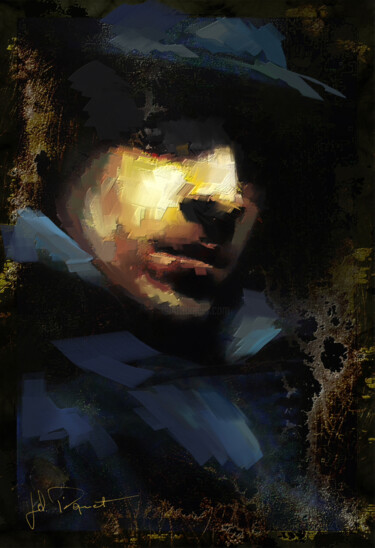 Arts numériques intitulée "homme dans l ombre" par Jc Piquet, Œuvre d'art originale, Peinture numérique