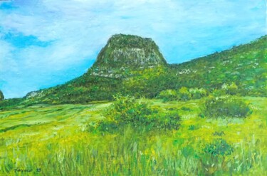 Pintura titulada "landscape with hill…" por José A Cavaco, Obra de arte original, Oleo