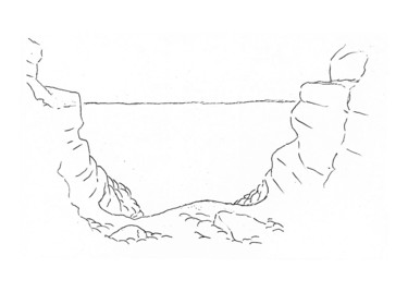 Drawing titled "Falaises 2" by Jean Christophe Ravier, Original Artwork, Ballpoint pen